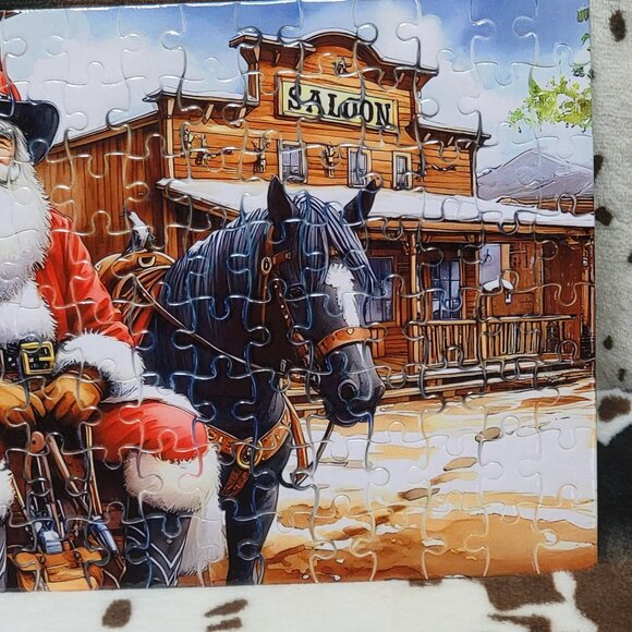 Western Santa Christmas 120 Piece Custom Handmade Jigsaw Puzzle - Picture 5 of 7